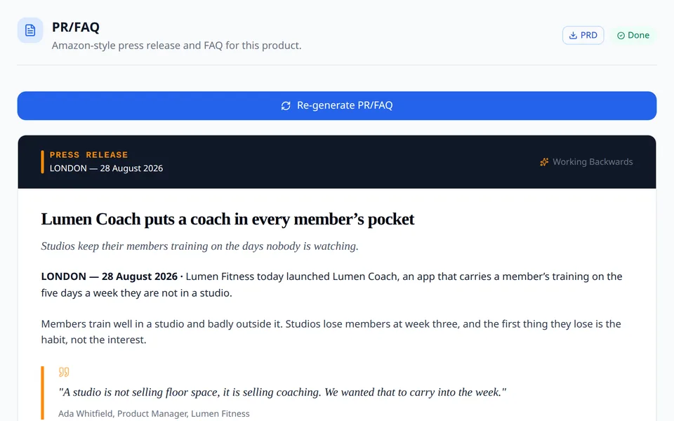 PR/FAQ in SpeqForge